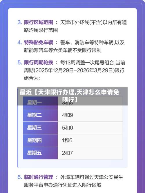 最近【天津限行办理,天津怎么申请免限行】