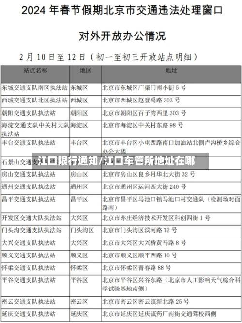 江口限行通知/江口车管所地址在哪