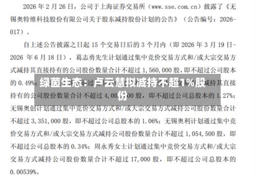 绿茵生态：卢云慧拟减持不超1%股份-第2张图片