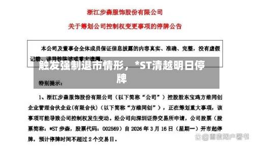 触发强制退市情形，*ST清越明日停牌-第2张图片