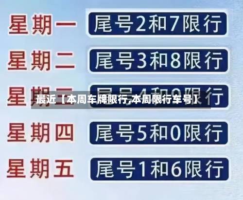 最近【本周车牌限行,本周限行车号】