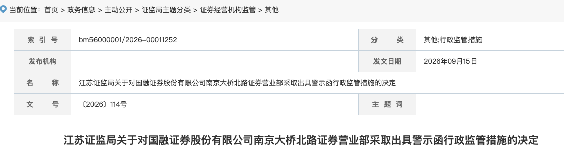 员工违规转发证券投资建议、招揽客户误导性宣传，国融证券一营业部被警示