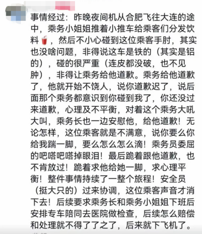 “要让肇事者付出代价！”东航就“空姐下跪事件	”报案，六成网友支持“应加大惩戒辱骂者”